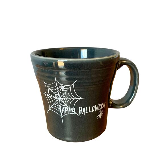 Fiestaware Happy Halloween Spider Web Tapered Mug Black 15oz Fiesta Ceramic USA - Picture 1 of 10